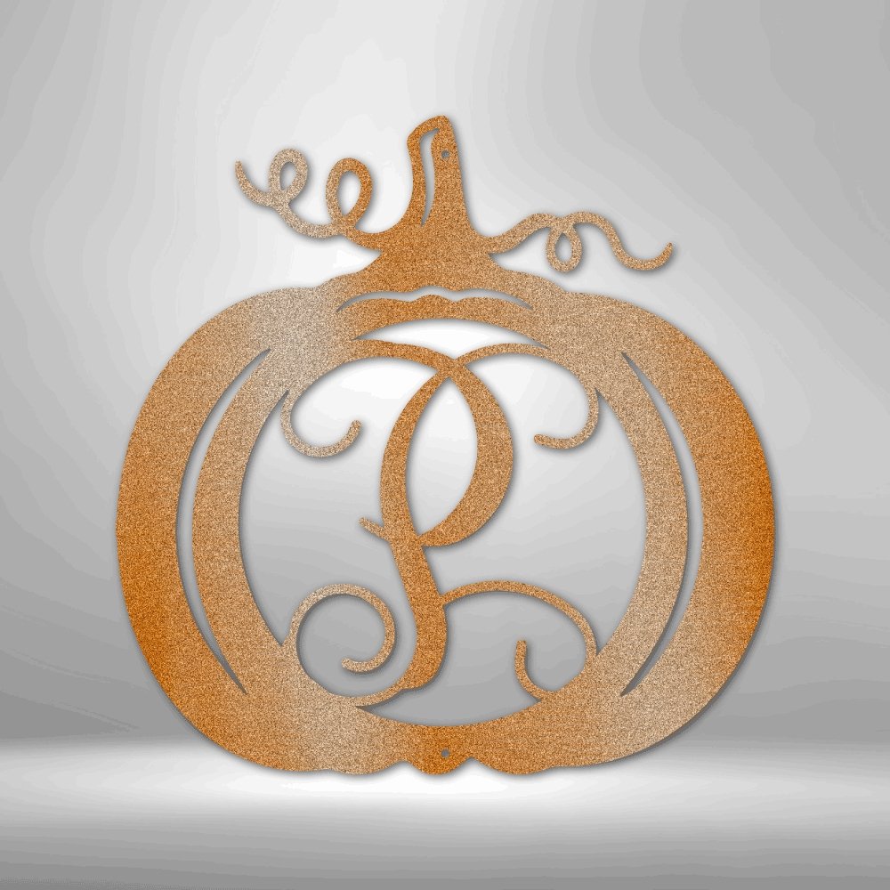 Pumpkin Initial Monogram Personalized Steel SignCustomly Gifts
