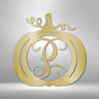 Pumpkin Initial Monogram Personalized Steel SignCustomly Gifts