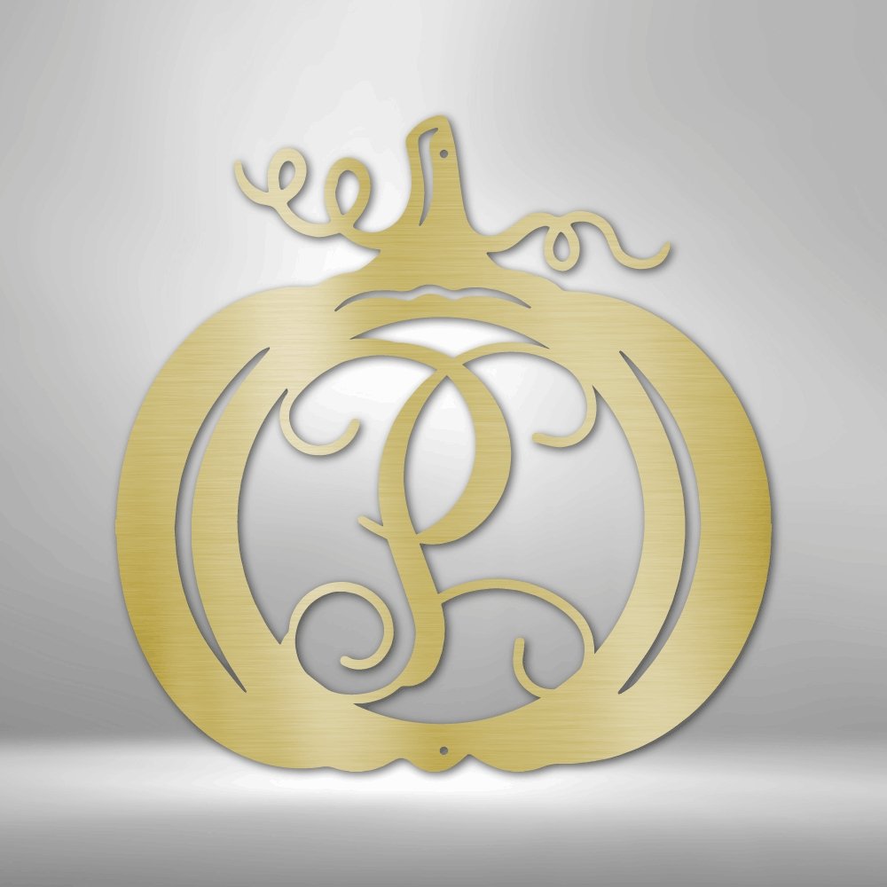 Pumpkin Initial Monogram Personalized Steel SignCustomly Gifts