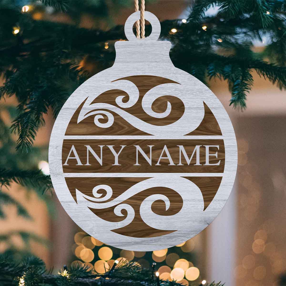 Raised Swash Personalized Wood OrnamentCustomly Gifts