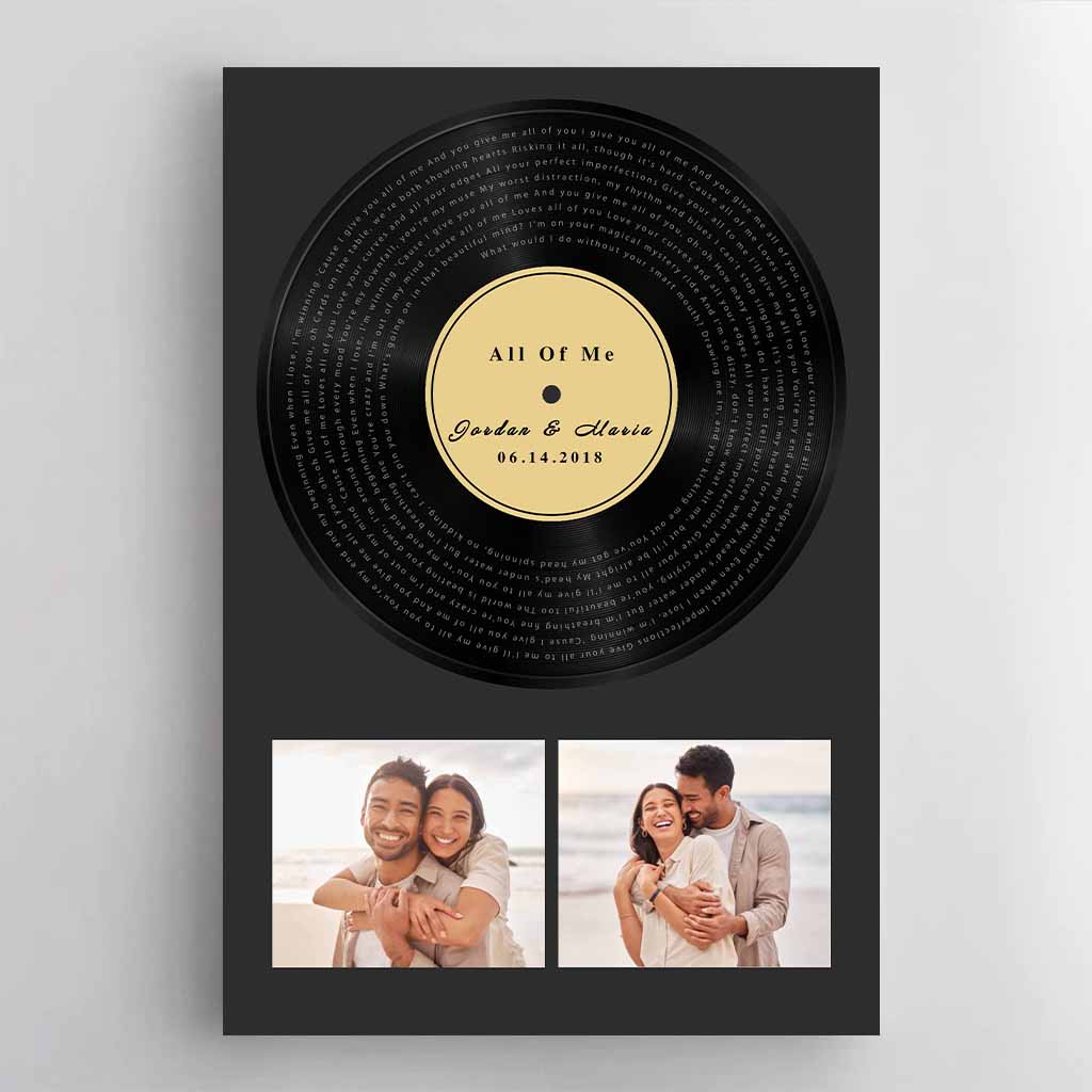 Record Music Song Lyrics - Custom Title, Names, Date, Pictures v1 Personalized CanvasCustomly Gifts