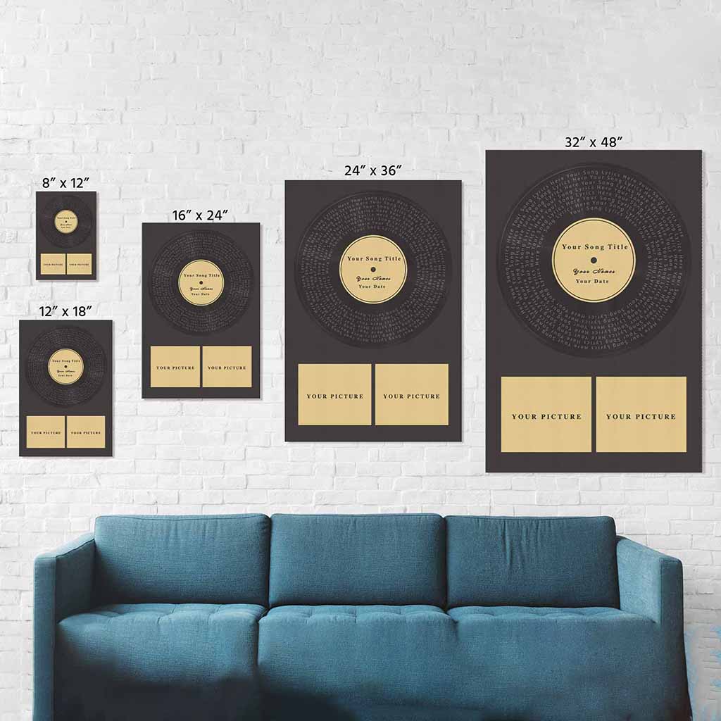 Record Music Song Lyrics - Custom Title, Names, Date, Pictures v1 Personalized CanvasCustomly Gifts