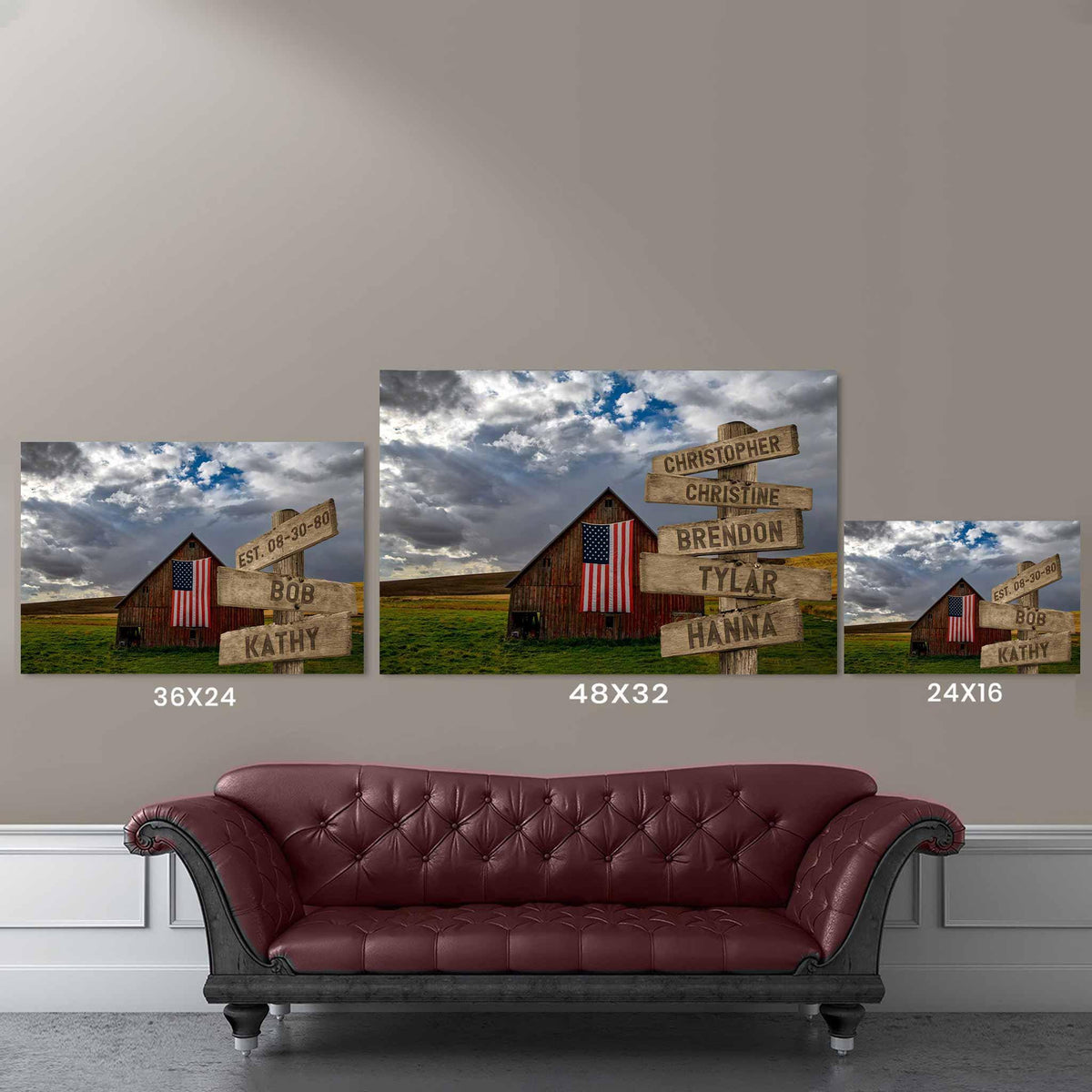 Red Barn American Flag Personalized Directional Sign Poster – Customly ...