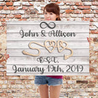 Relationship 2 Rope Hearts Black Cast Iron Cut Metal Effect Rustic White Wood Personalized CanvasCustomly Gifts