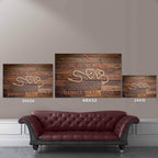 Relationship 2 Rope Hearts Burnt Copper Cut Metal Effect Dark Wood Personalized CanvasCustomly Gifts