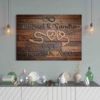 Relationship 2 Rope Hearts Rusted Cast Iron Cut Metal Effect Dark Wood Personalized CanvasCustomly Gifts