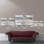 Relationship 2 Rope Hearts Rusted Cast Iron Cut Metal Effect Rustic Grey Wood Personalized CanvasCustomly Gifts