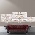 Relationship 2 Rope Hearts Rusted Iron Cut Metal Effect Light White Wood Personalized CanvasCustomly Gifts