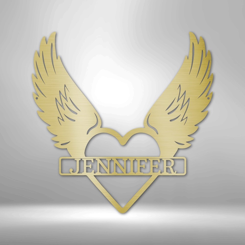 Remembrance Heart & Wings Personalized Name Steel SignCustomly Gifts