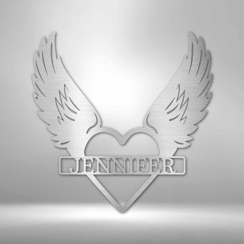 Remembrance Heart & Wings Personalized Name Steel SignCustomly Gifts