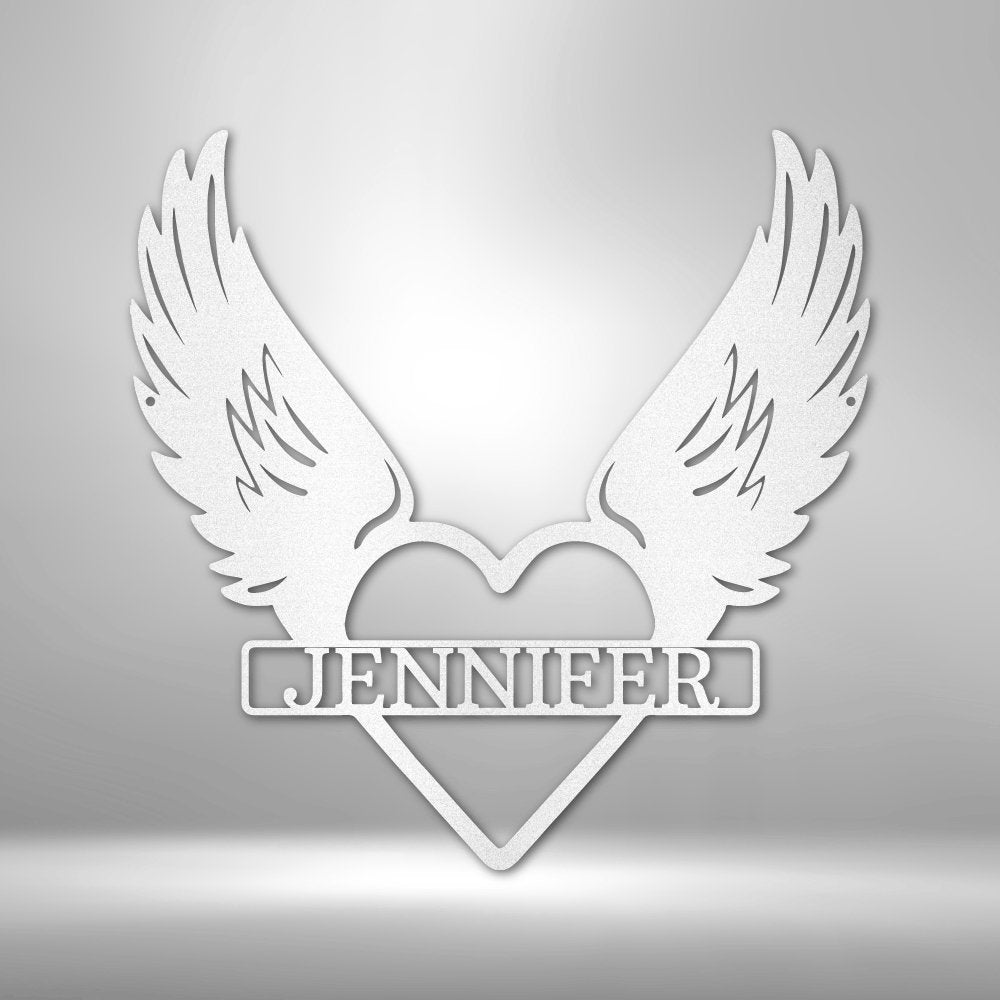 Remembrance Heart & Wings Personalized Name Steel SignCustomly Gifts
