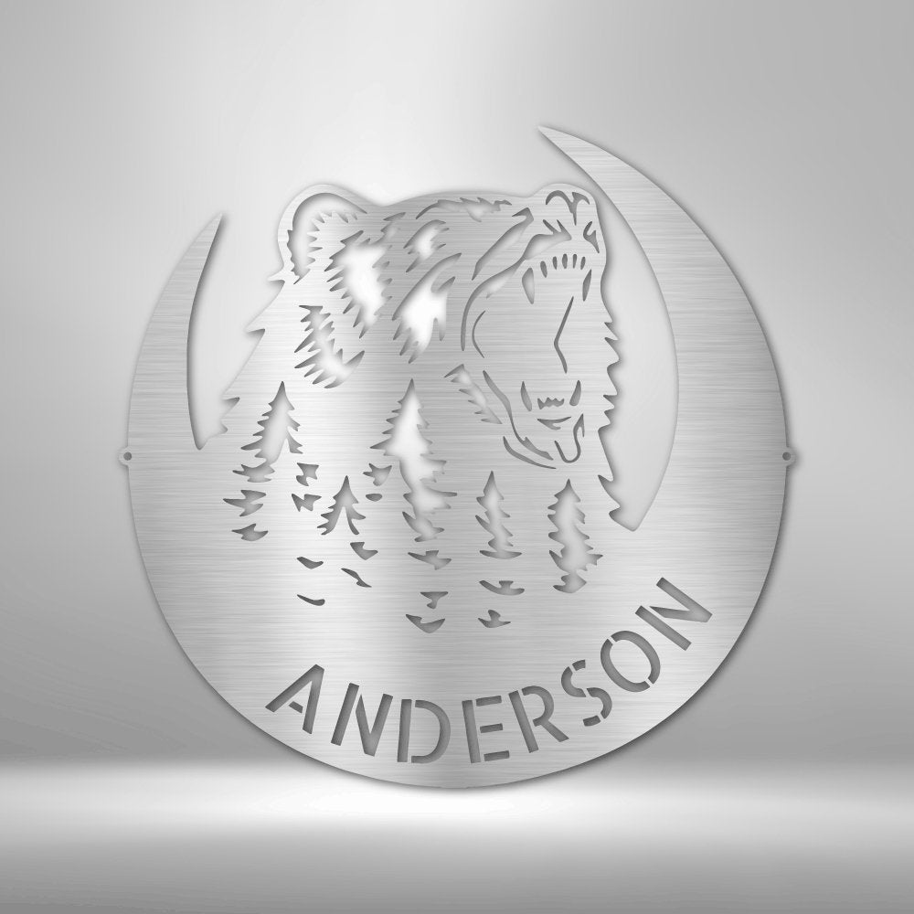 Roaring Bear Personalized Name Text Steel SignCustomly Gifts