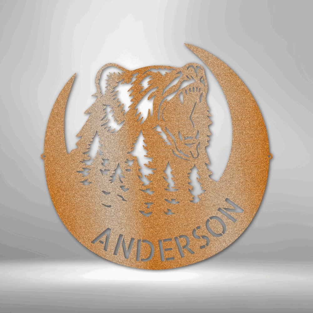 Roaring Bear Personalized Name Text Steel SignCustomly Gifts