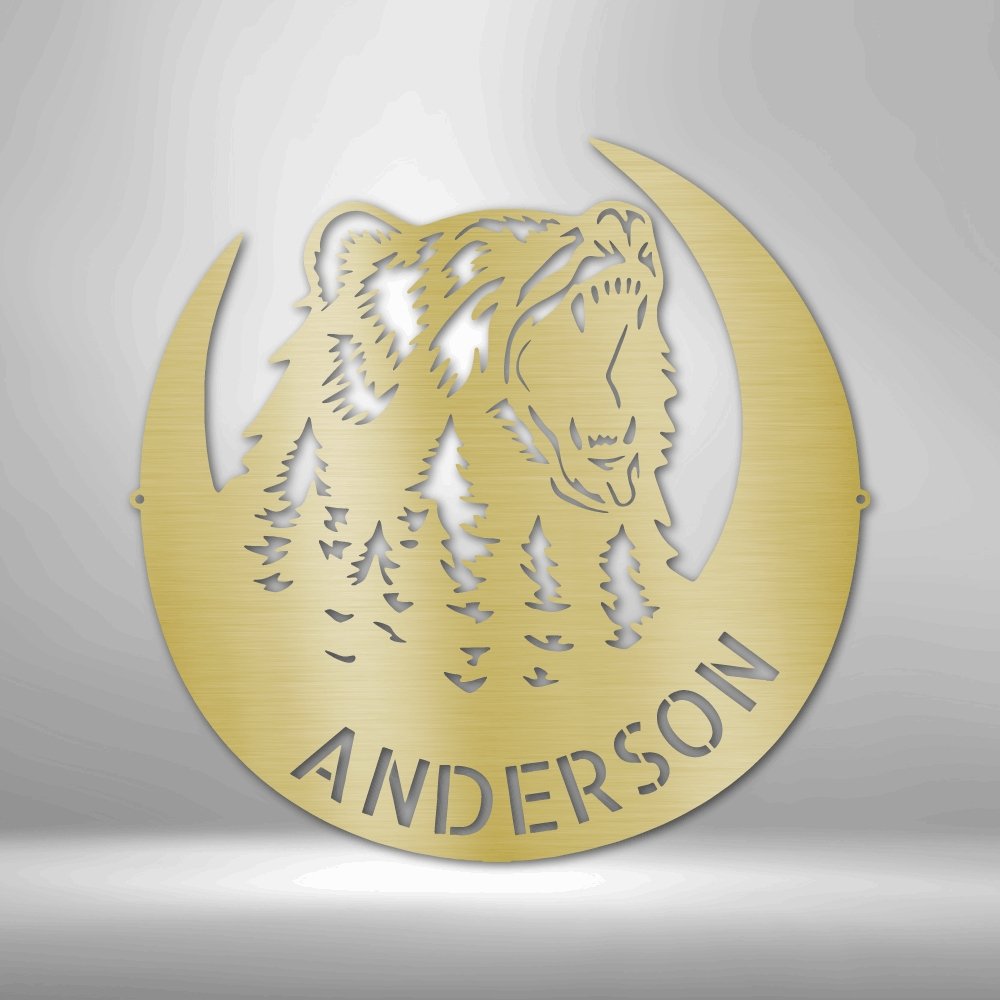 Roaring Bear Personalized Name Text Steel SignCustomly Gifts