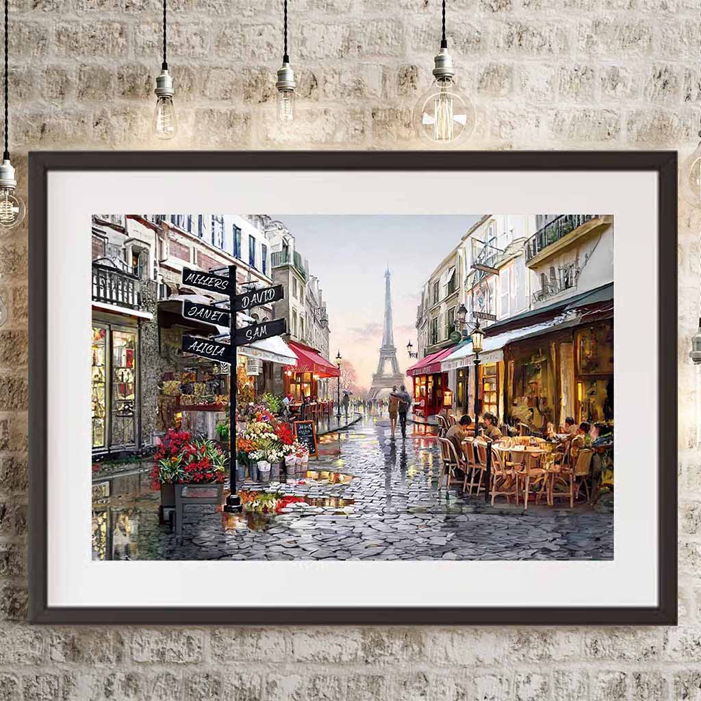 Romantic Paris Street Eiffel Tower Personalized Street Sign PosterCustomly Gifts