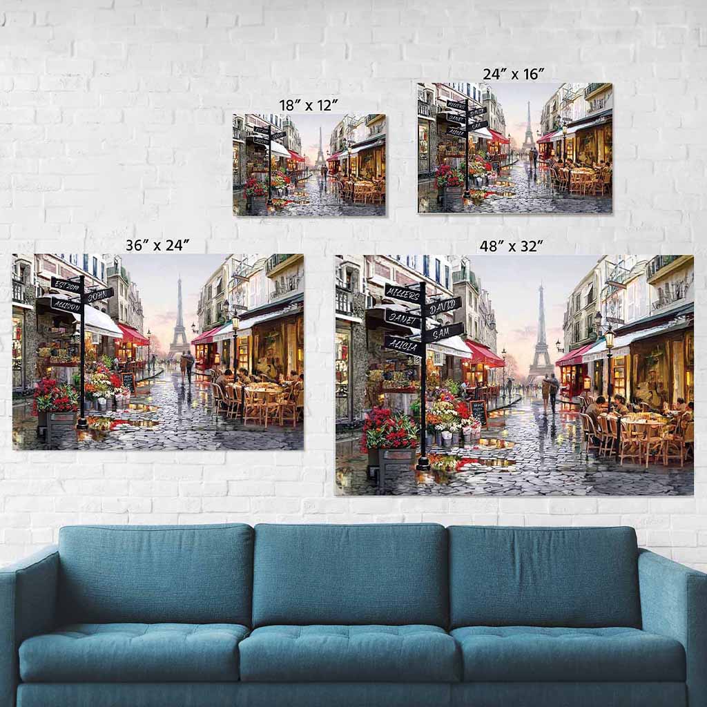 Romantic Paris Street Eiffel Tower Personalized Street Sign PosterCustomly Gifts
