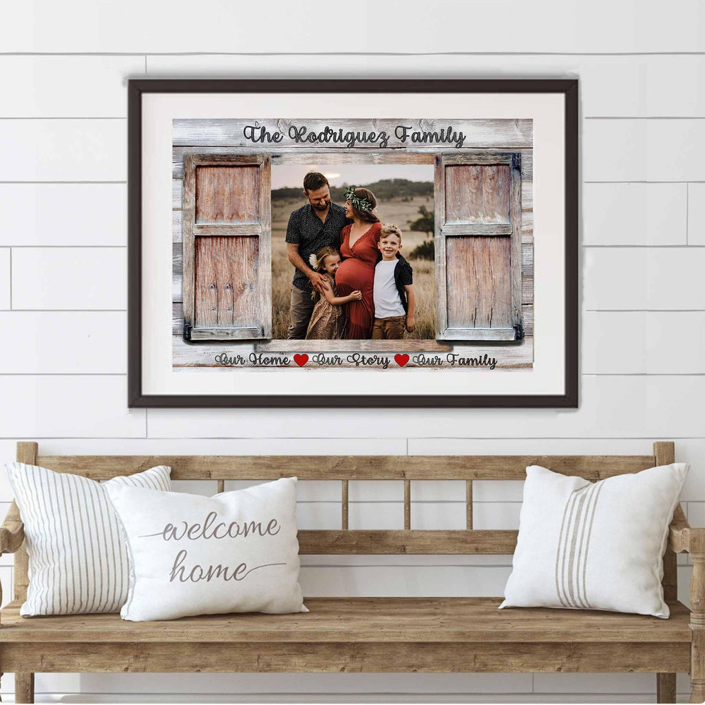 Rustic Shutters Window Photo v1 Personalized PosterCustomly Gifts