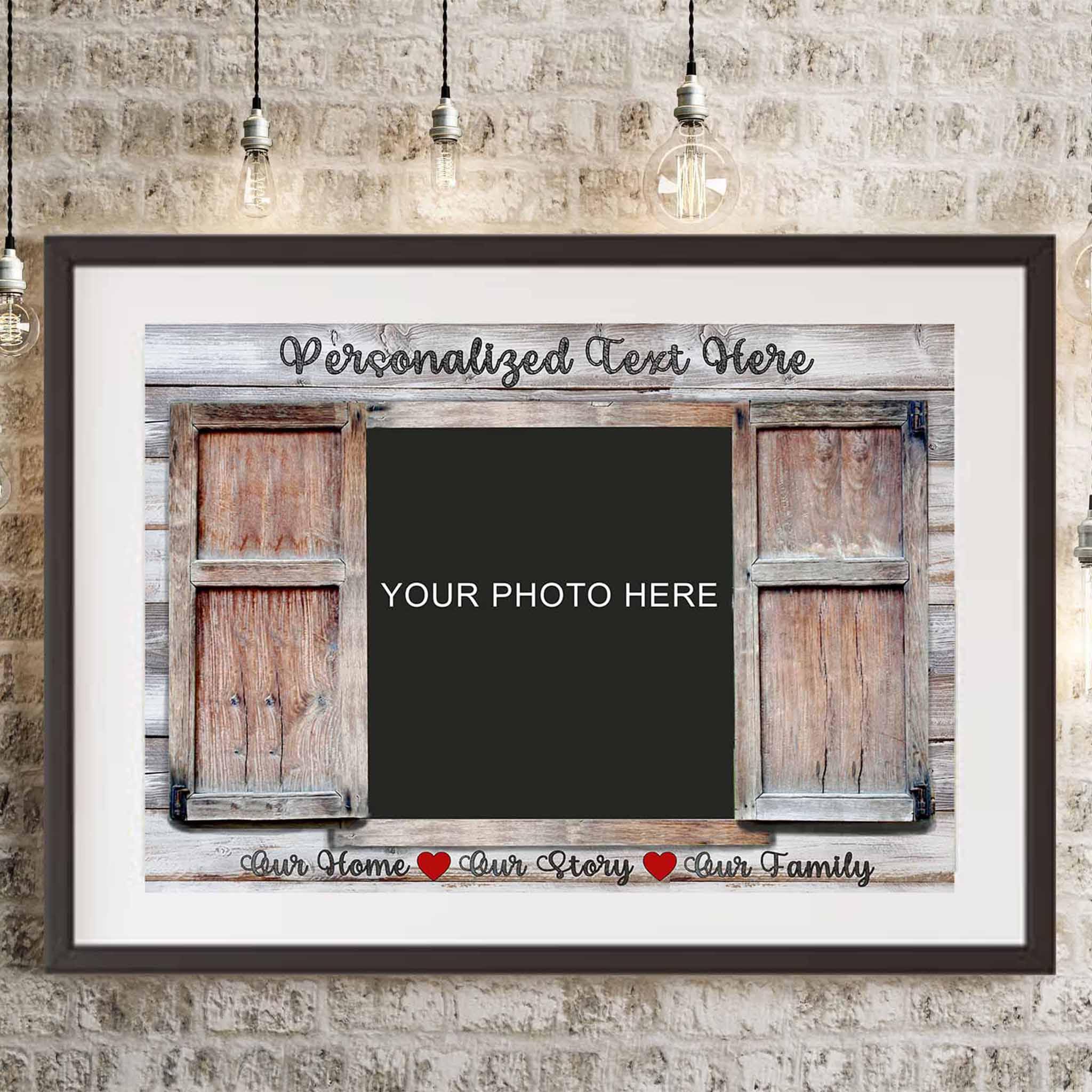 Rustic Shutters Window Photo v1 Personalized PosterCustomly Gifts