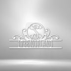 Scroll Personalized Family Initial Monogram Address Steel SignCustomly Gifts