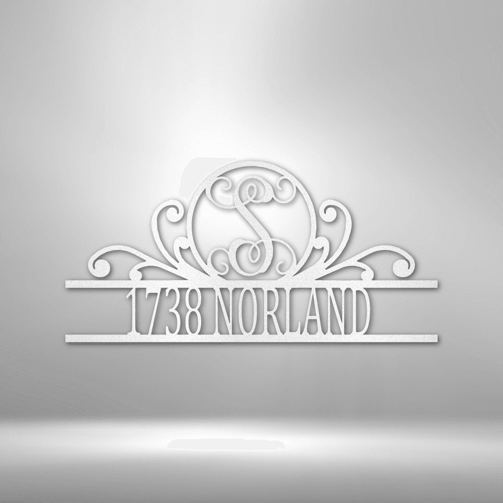 Scroll Personalized Family Initial Monogram Address Steel SignCustomly Gifts