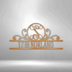 Scroll Personalized Family Initial Monogram Address Steel SignCustomly Gifts