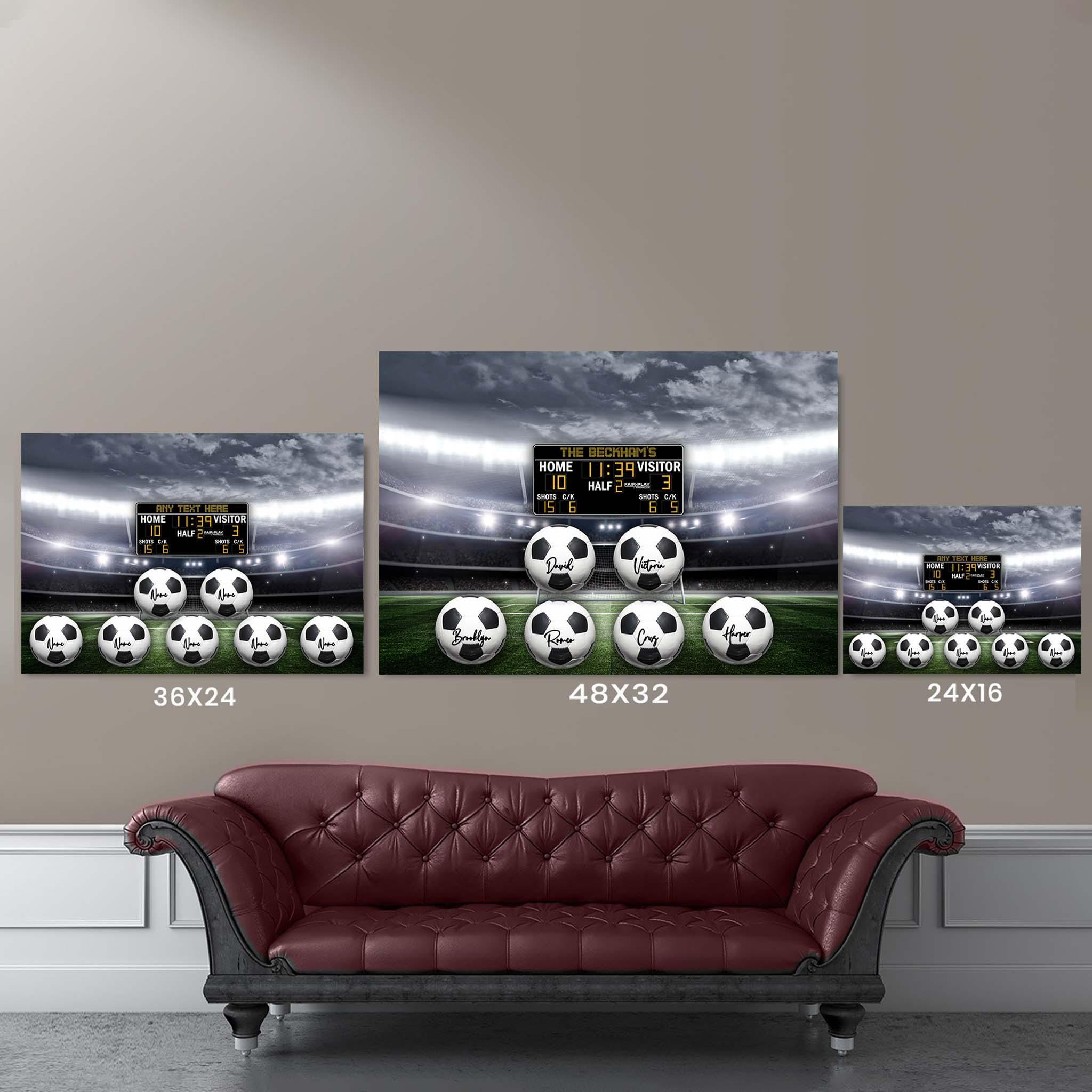 Soccer Stadium V1 Multiple Names Personalized Balls And Scoreboard CanvasCustomly Gifts