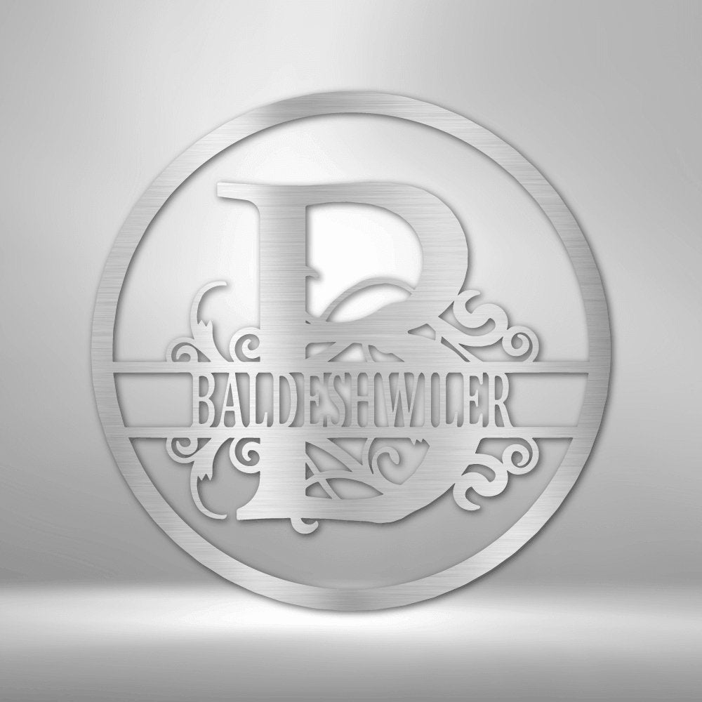 Split Circle Personalized Monogram and Name Steel SignCustomly Gifts