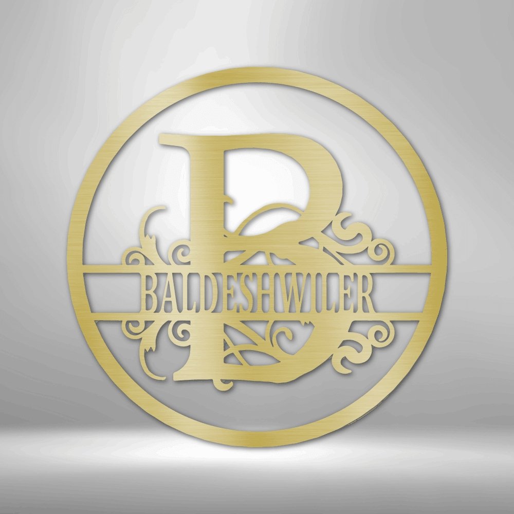 Split Circle Personalized Monogram and Name Steel SignCustomly Gifts