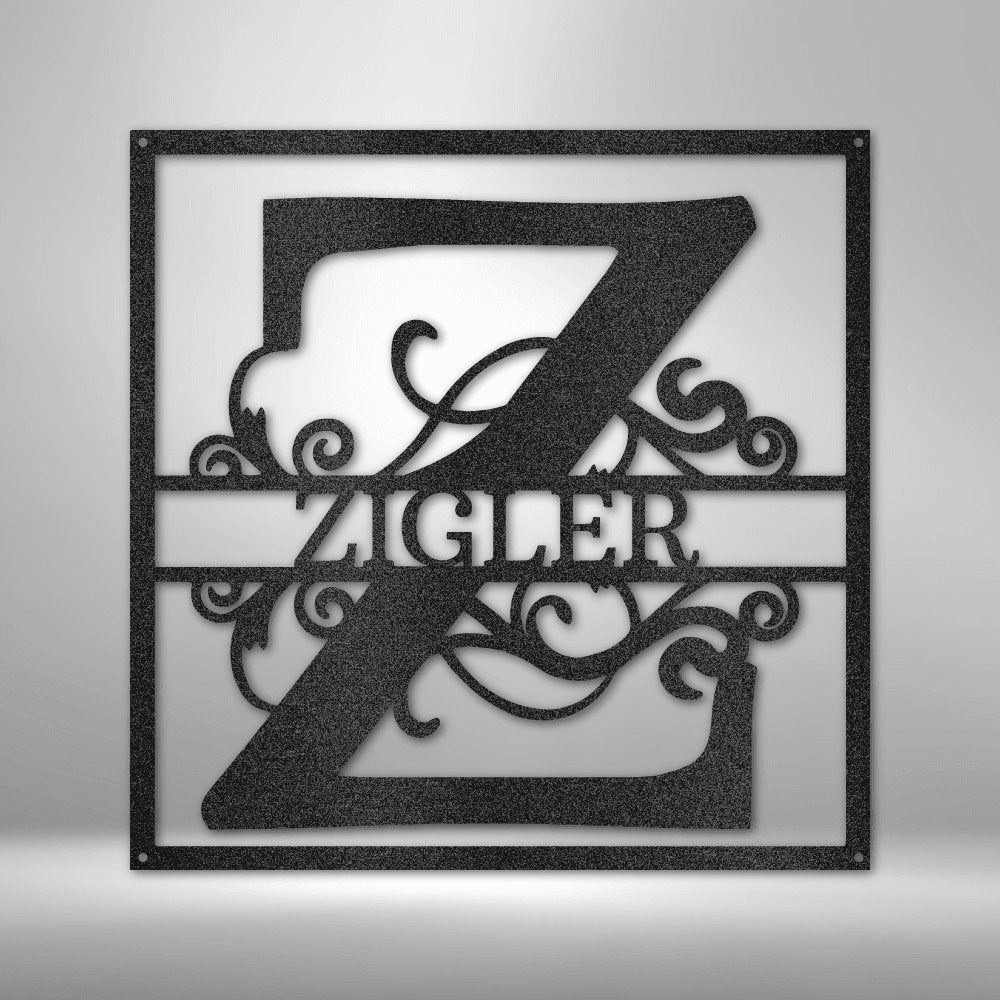Square Name Monogram Split Square Personalized Monogram Name Steel Sign Decor – Customly Gifts