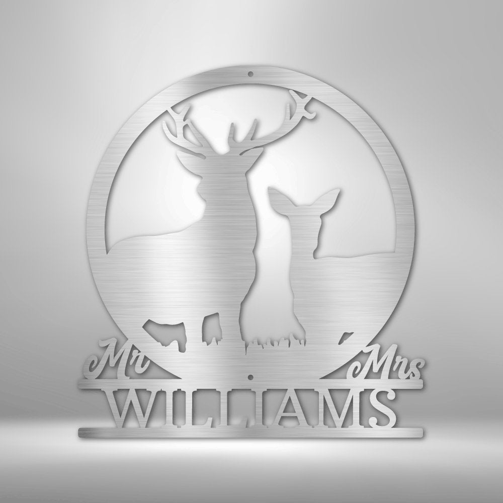 Stag and Doe Personalized Name Steel SignCustomly Gifts