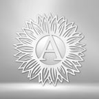 Sunflower Personalized Initial Monogram Steel SignCustomly Gifts