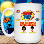 Super Dad And His Little Super Heroes Custom Personalized Coffee MugCustomly Gifts