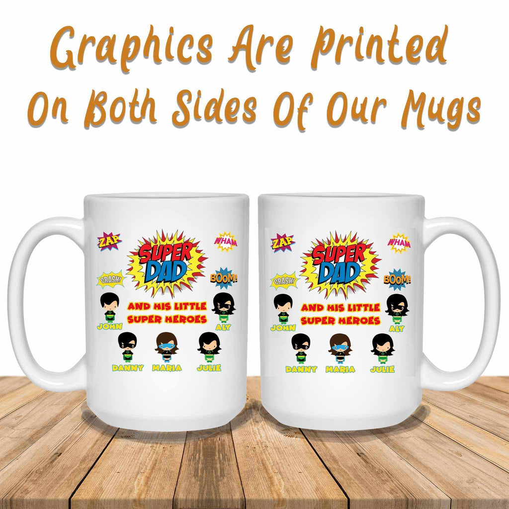 Super Dad And His Little Super Heroes Custom Personalized Coffee MugCustomly Gifts