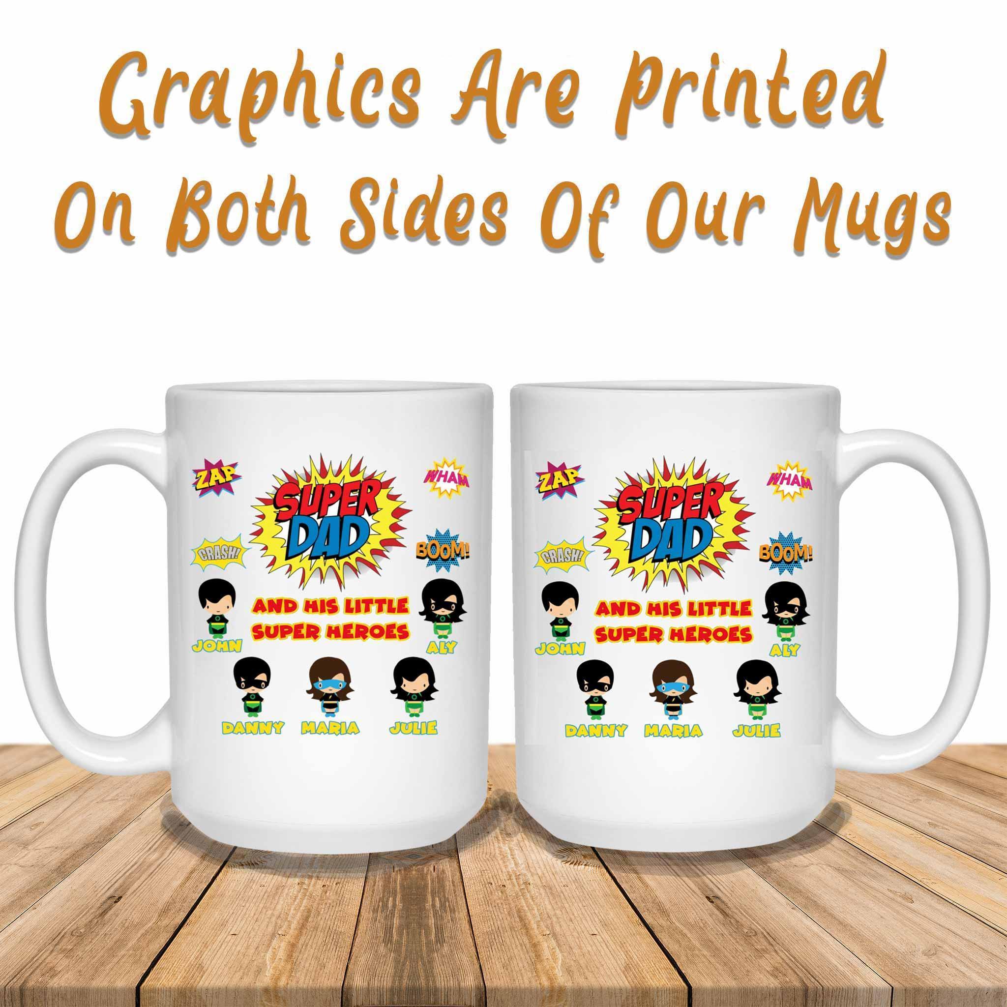 Super Dad And His Little Super Heroes Custom Personalized Coffee MugCustomly Gifts