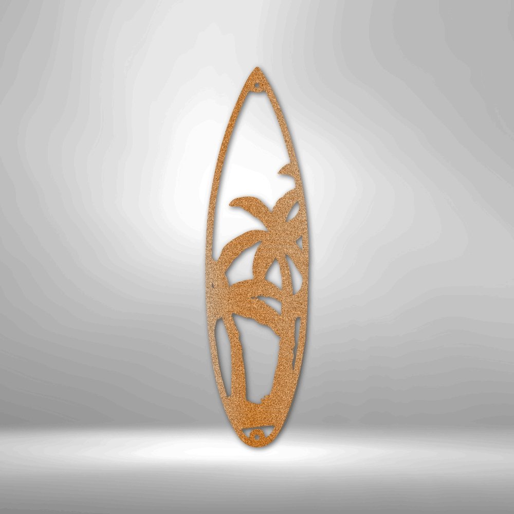 Surf Board Palm Trees - Steel SignCustomly Gifts