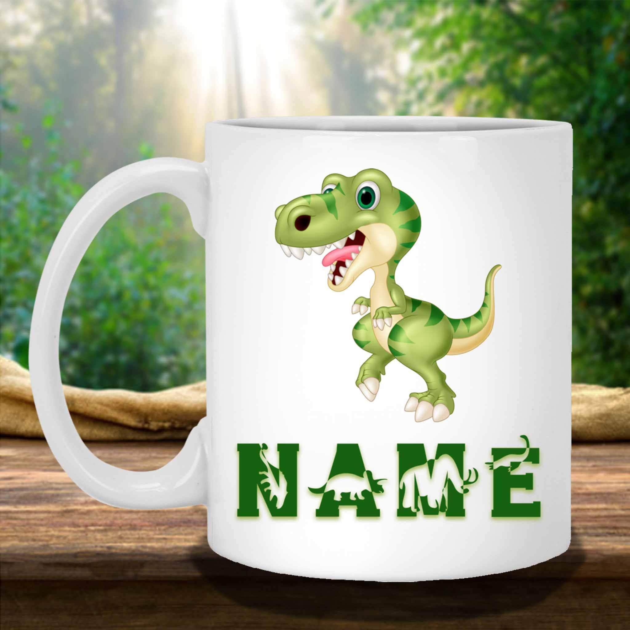 T-Rex Tyrannosaurus v1 Cartoon Dinosaur Custom Personalized Kids Themed MugsCustomly Gifts