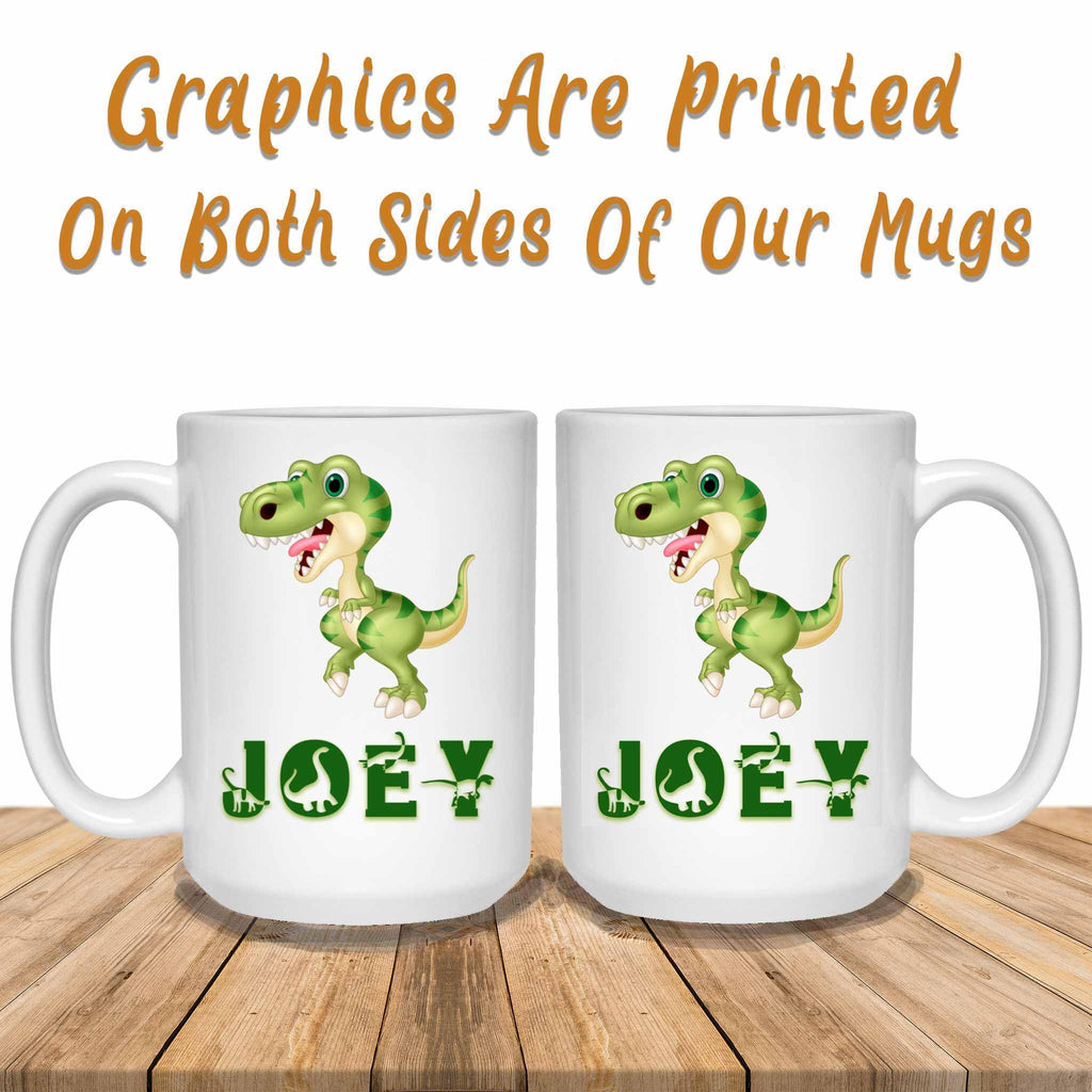 T-Rex Tyrannosaurus v1 Cartoon Dinosaur Custom Personalized Kids Themed MugsCustomly Gifts