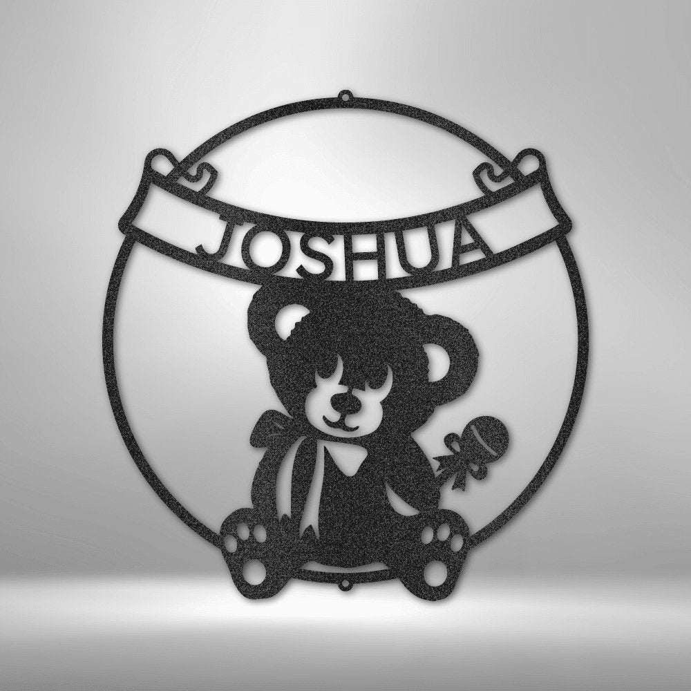 Teddy Bear Banner Personalized Name Steel SignCustomly Gifts