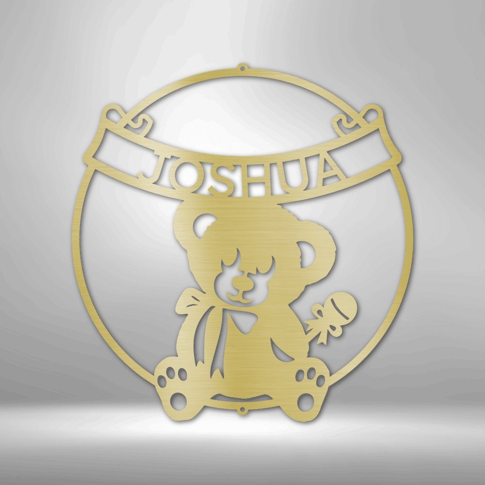 Teddy Bear Banner Personalized Name Steel SignCustomly Gifts