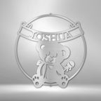 Teddy Bear Banner Personalized Name Steel SignCustomly Gifts