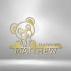 Teddy Bear Personalized Name Date Text Steel SignCustomly Gifts
