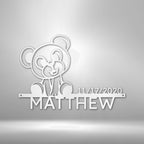 Teddy Bear Personalized Name Date Text Steel SignCustomly Gifts
