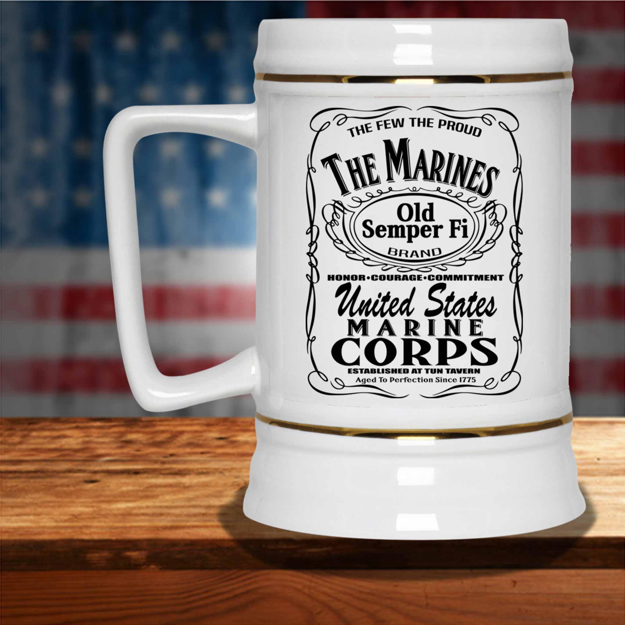 The Marine Corps Aged To Perfection Military Themed White Beer MugCustomly Gifts