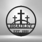 Three Crosses Personalized Name Text Steel SignCustomly Gifts