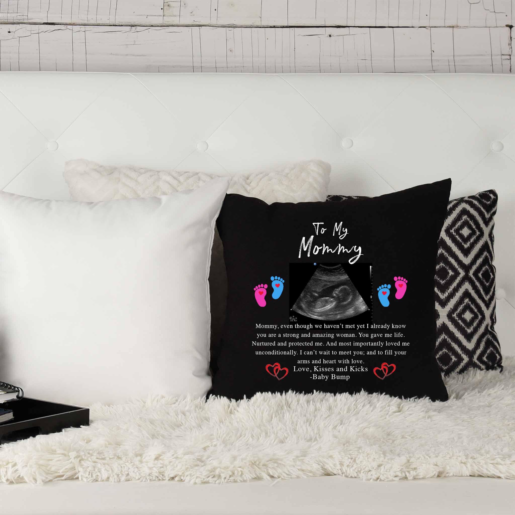 To My Mommy v1 Pillow With Personalized Sonogram Image And From TextCustomly Gifts