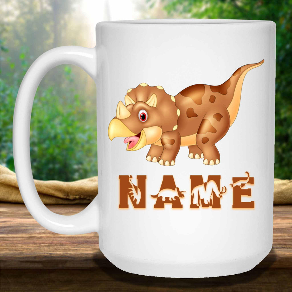 Triceratops Cartoon Dinosaur Custom Personalized Kids Themed MugsCustomly Gifts