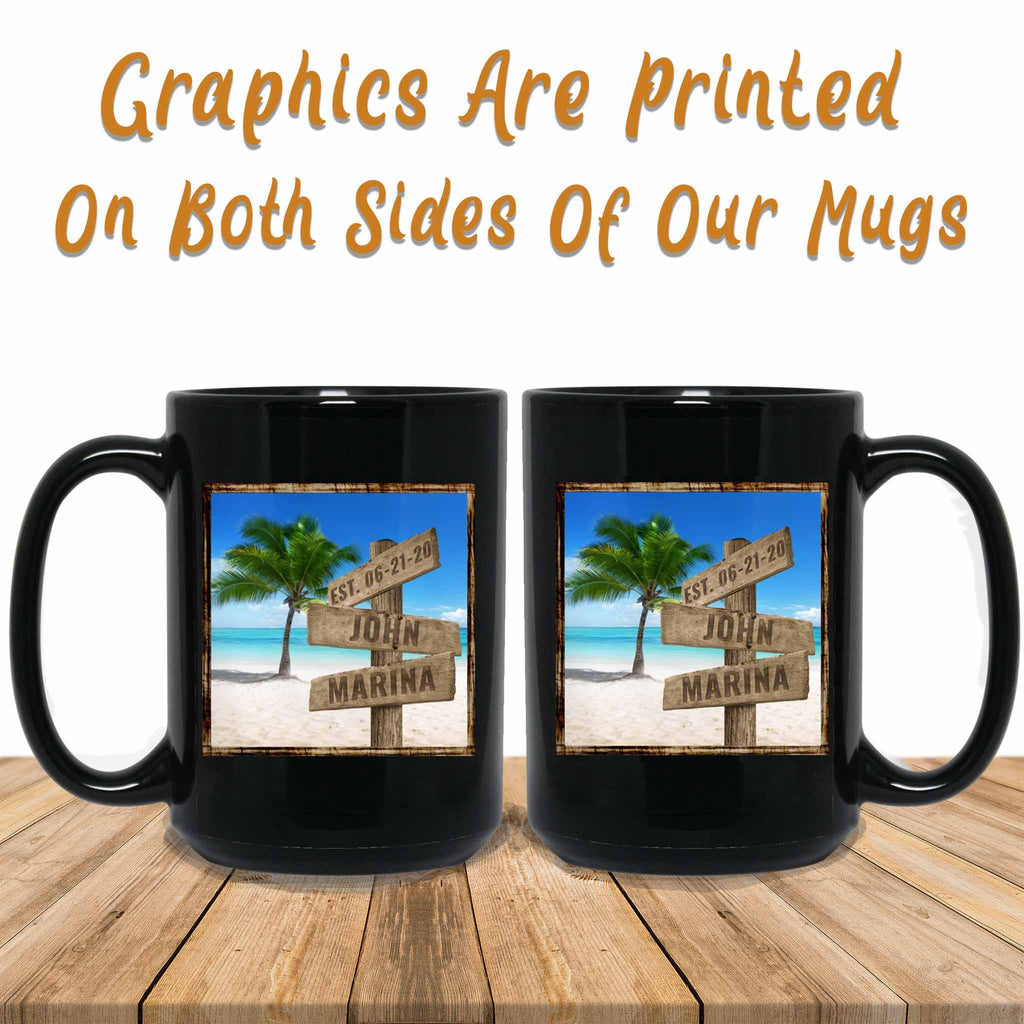 Tropical Beach v1 Personalized Multi-Names Directional Sign MugCustomly Gifts
