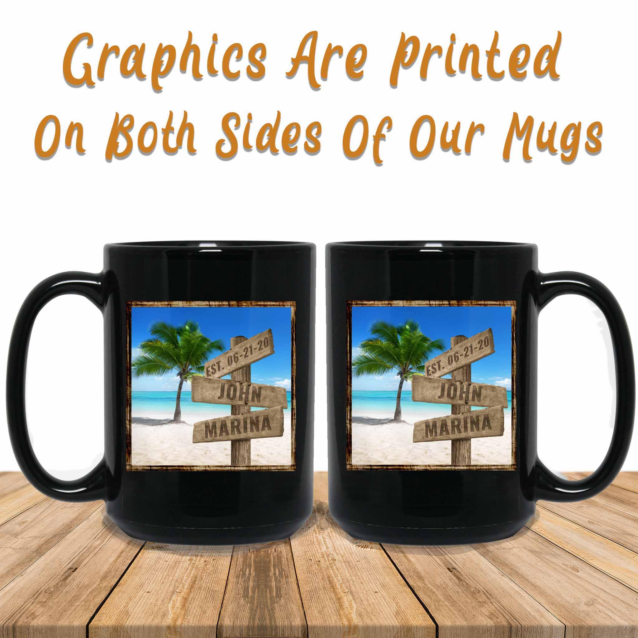 Tropical Beach v1 Personalized Multi-Names Directional Sign MugCustomly Gifts