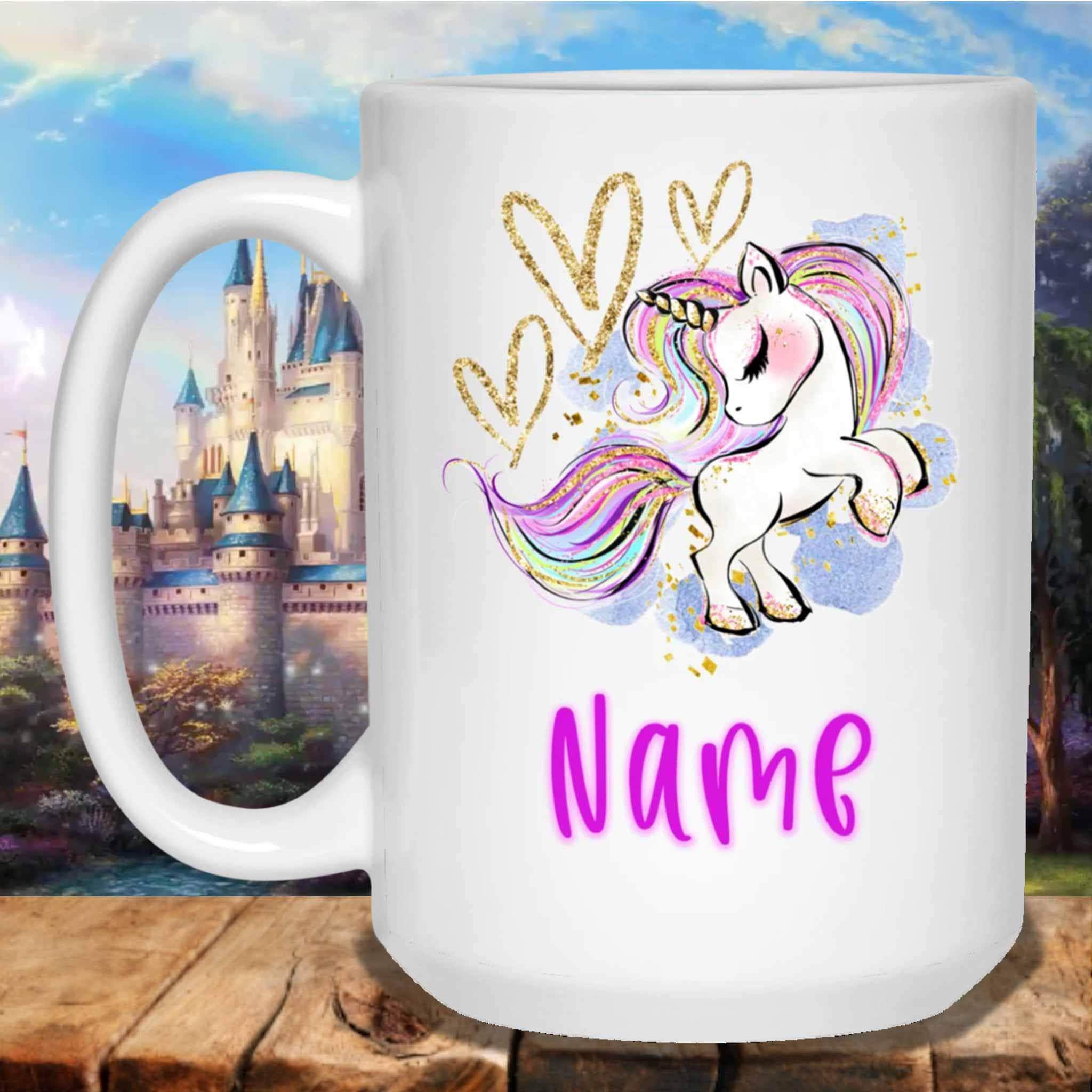 Unicorn and Hearts Colorful Custom Personalized MugsCustomly Gifts