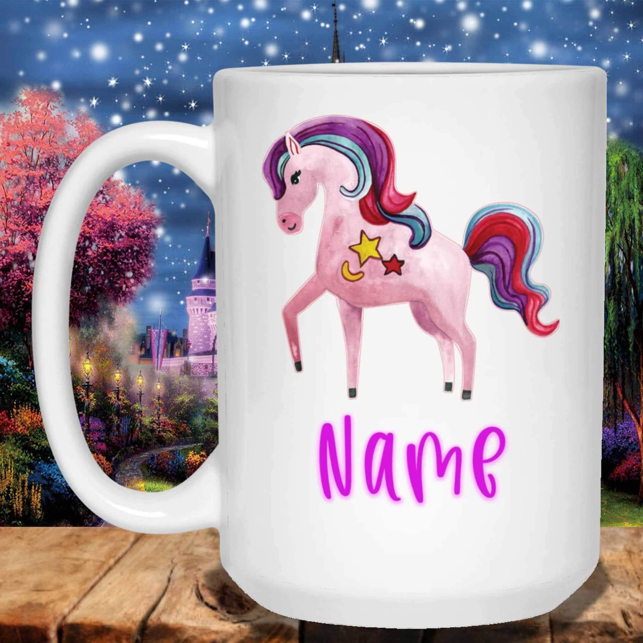 Unicorn Moon and Stars Custom Personalized MugsCustomly Gifts